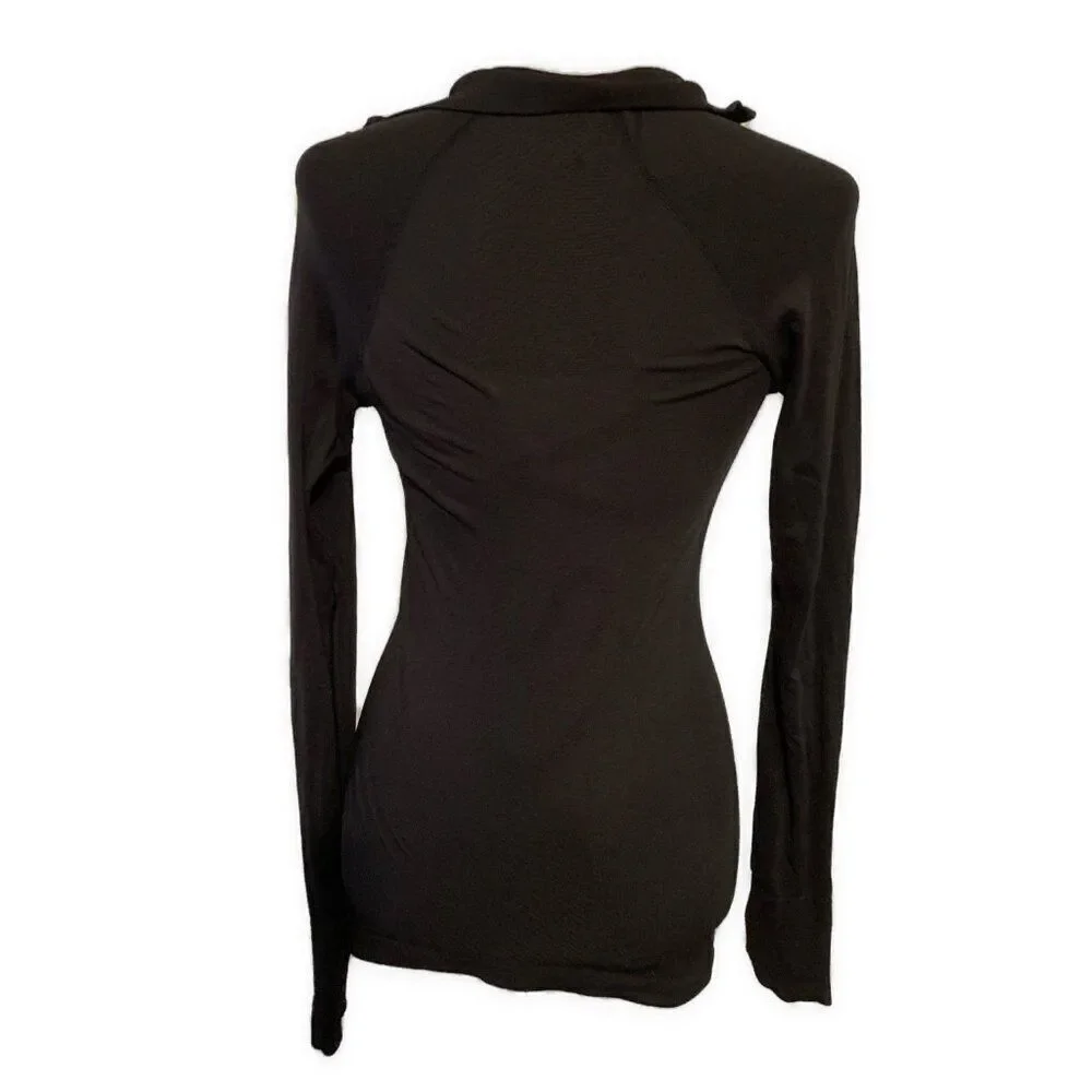 Victorias Secret Sport Solid Black Nylon Fitted Bodycon Long Sleeve Jacket Xs